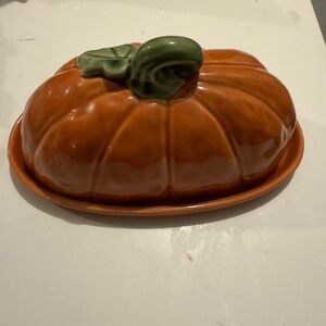 Orange Pumpkin Ceramic butter Dish